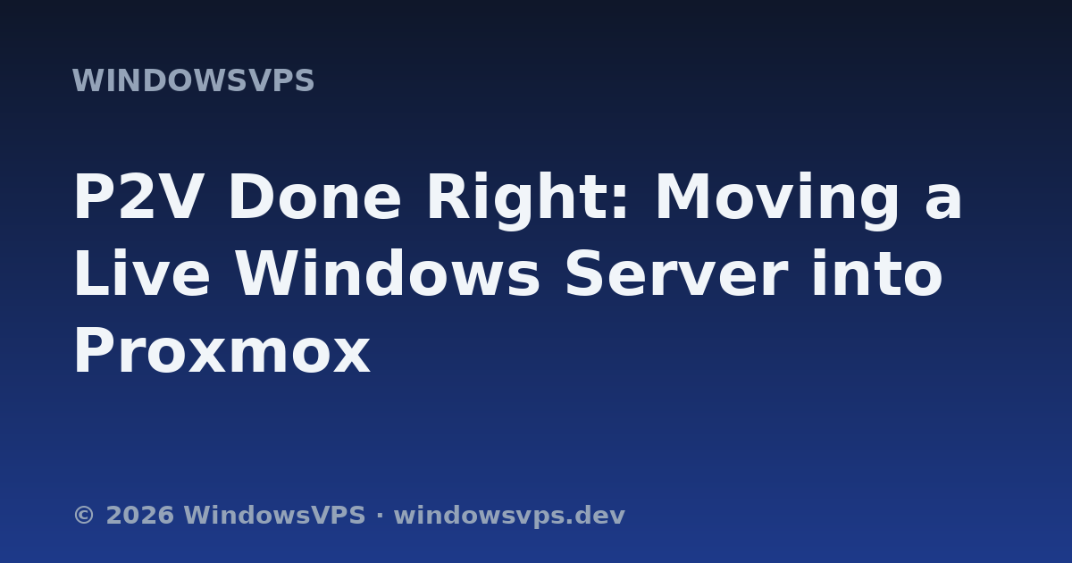 P2V Done Right: Moving a Live Windows Server into Proxmox