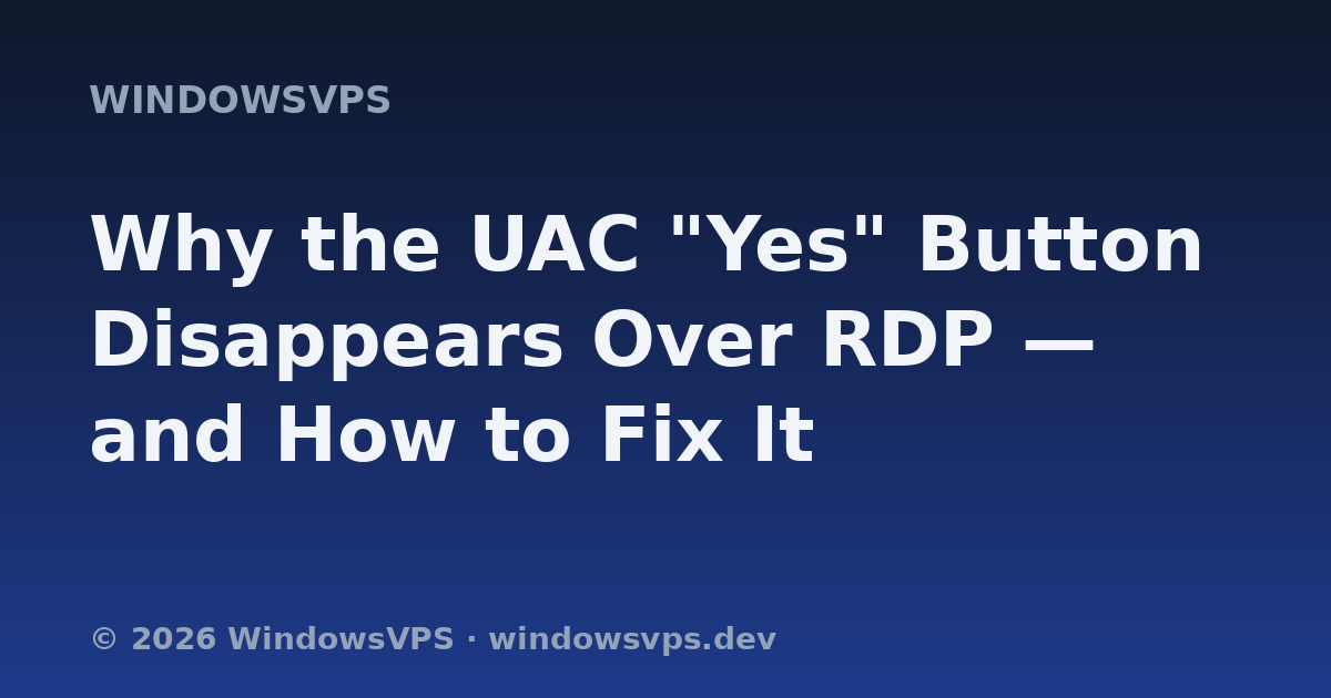 Why the UAC "Yes" Button Disappears Over RDP — and How to Fix It